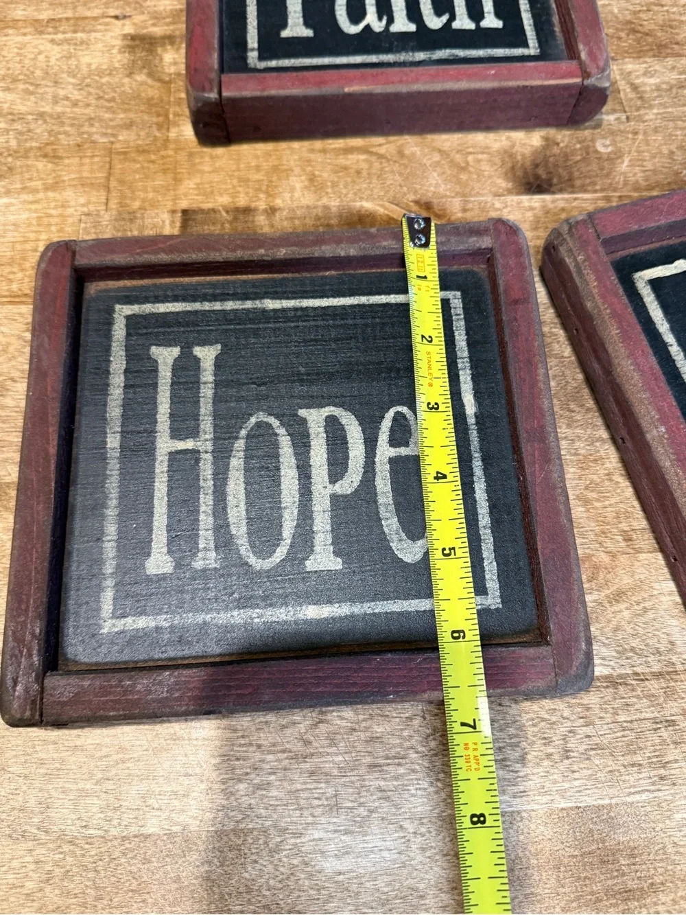 Primitive Faith Love Hope Wall Plaque Trio Signs